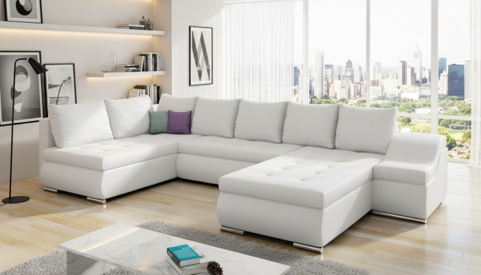 XXL large living landscape corner sofa couch upholstered fabric set