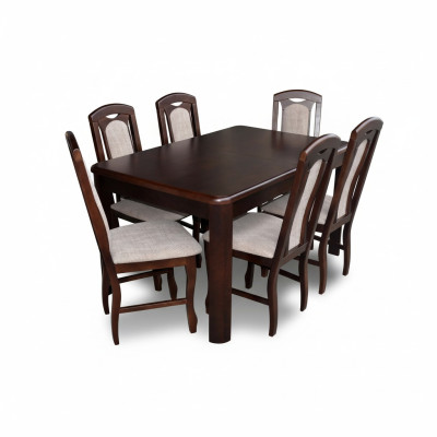 6x Chairs + Table Dining Room Set XXL Chair Set Wood Table