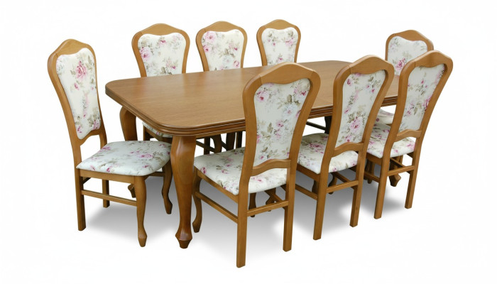 Classic designer dining room set wood table + 8 chairs chair set
