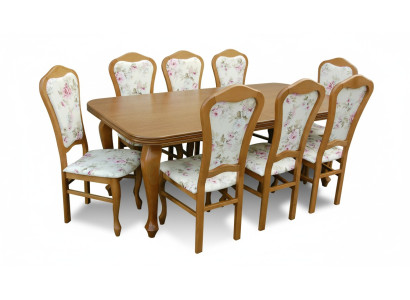 Classic designer dining room set wood table + 8 chairs chair set
