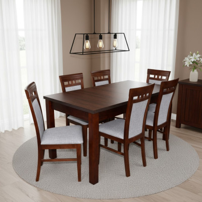 Classic designer dining room set wood table + 6 chairs chair set