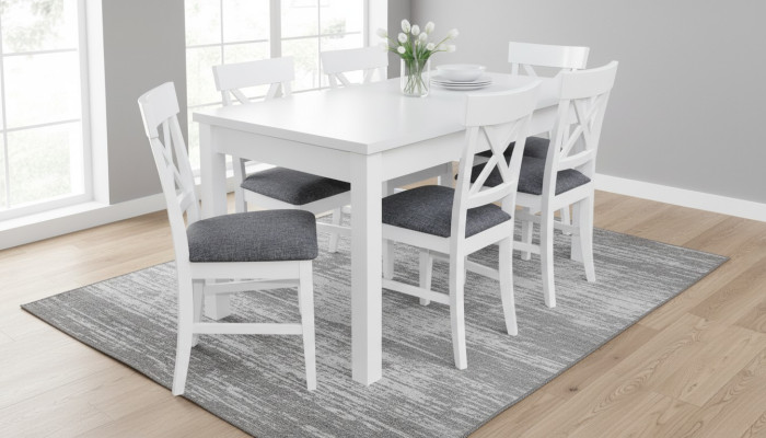 Country house style furniture dining set dining kit table + 6x chairs