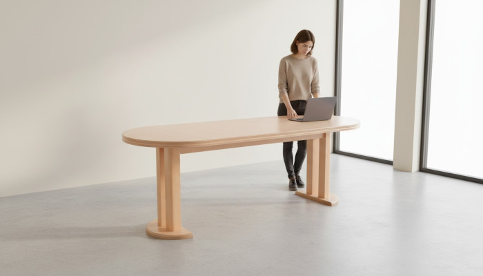 XXL Big Designer Conference Table Wood Table Decor Tables Meeting Dining Room
