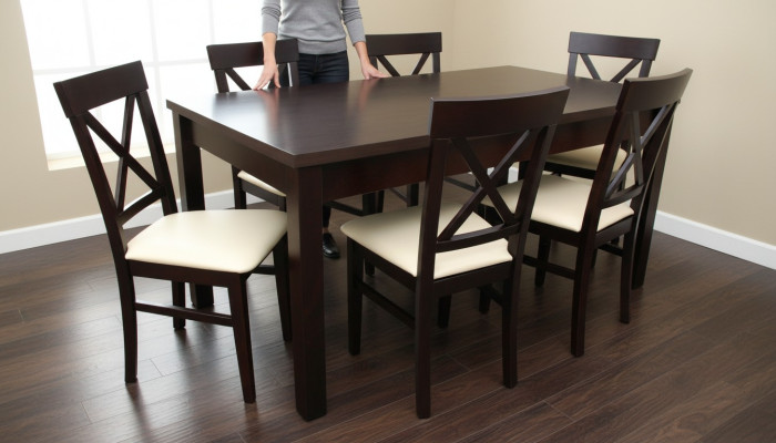 Designer dining table set with 6 chairs, dining room table, wooden table.