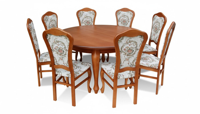 Classic Round Wooden Table Design Dining Room Tables + 8 Chairs