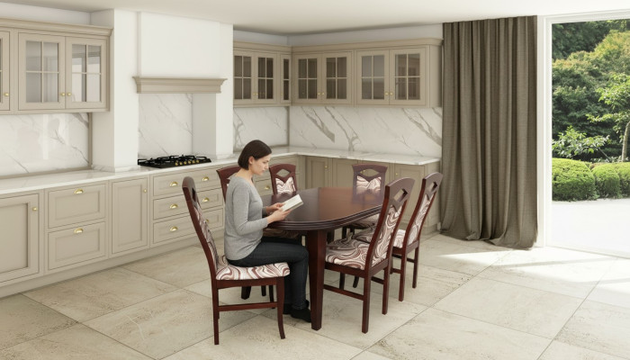 Classic dining room set wooden table with 6 chairs chair design
