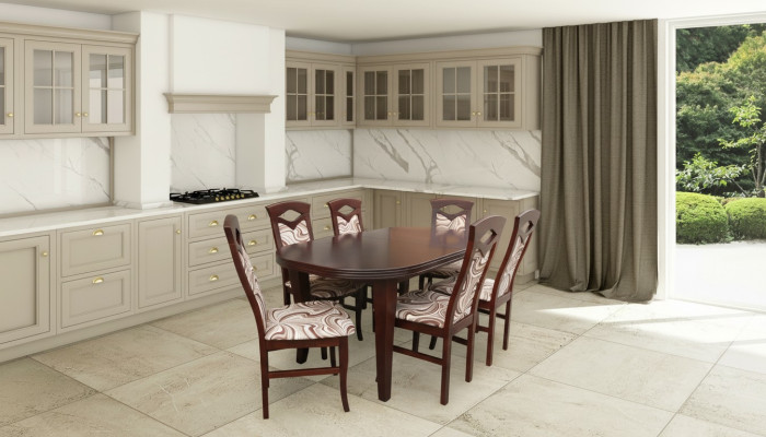 Classic dining room set wooden table with 6 chairs chair design