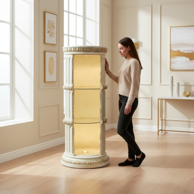 Display Cabinet Shelf Glass Amphora Vase Floor Vase Column Cabinet Display Shelves 1858