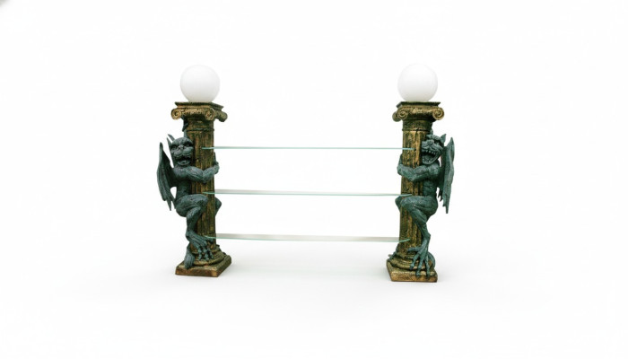 Design showcase shelf glass column display shelves decorative figures cabinet lamp 1835