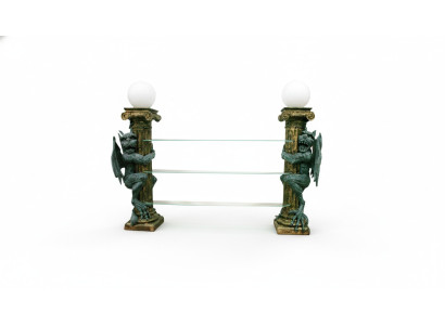 Design showcase shelf glass column display shelves decorative figures cabinet lamp 1835