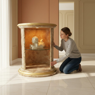 Showcase Design Column Cabinet Display Shelf Storage Illuminated Column Figure