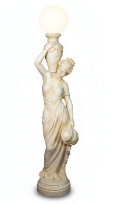 Antique style life-size figure with lighting floor lamp lamp standing lamp