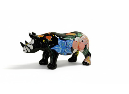 Design rhinoceros in flower figure statue sculpture figures sculptures deco new 3095