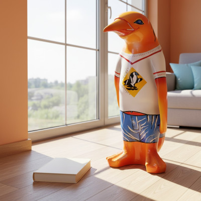 Design Luxury XXL 67cm Figure Sculpture Handcrafted Penguin Animal Sculptures Figures