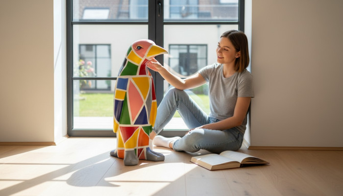 Design luxury figure sculpture handmade XXL 67cm penguin animal sculptures figures