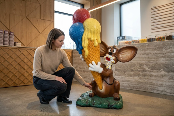 Design mouse with ice figure statue sculpture figures sculptures decoration ice cream parlor
