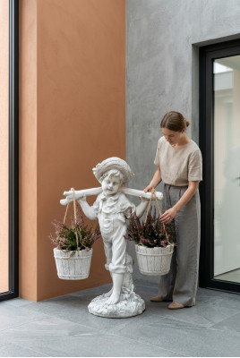 Figure White Flower Pot Plant Container Decoration Figure Flowerpots Garden