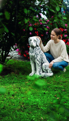 Garden Decoration Dog Statue Sculpture Figures Gray Sculptures Designer