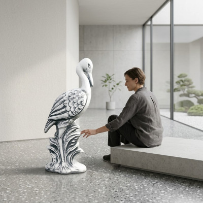 Garden decoration crane terrace stone figures statue sculpture