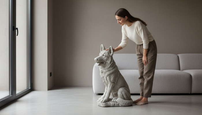 Garden decoration German shepherd terrace stone figurines figure