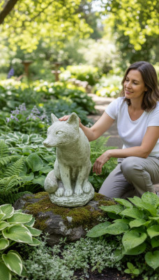 Garden decoration fox terrace stone figurines figure decorative statue