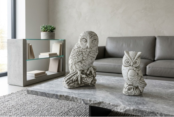 Garden Decoration Owl Terrace Stone Figures Nature Figurine Decorative Statue