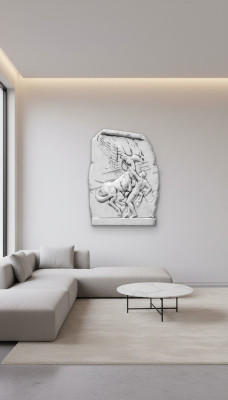 Wall relief stone slab picture angel antique style relief cast stone wall