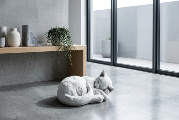 Garden decoration cat terrace stone figures figurine decor statue