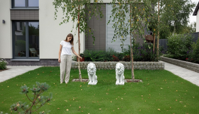 Lion Garden Statue Terrace Decorative Garden Sculpture Statues Sculptures