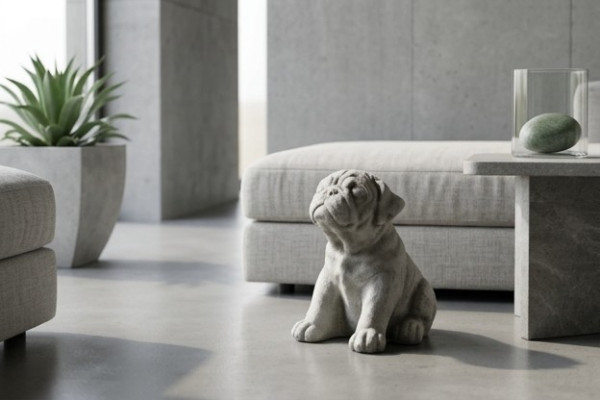 Garden Decoration Dog Terrace Stone Figure Figures White Decorative Statue