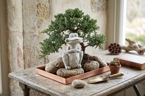 Garden decoration frog terrace stone figure figurines statue decorative