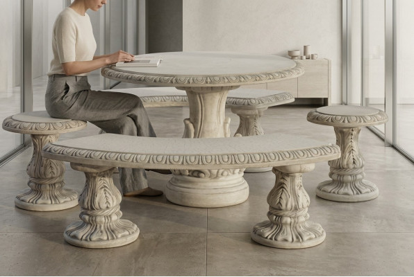 Stone table terrace garden decor furniture noble antique style design tables