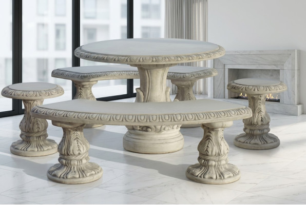 Stone table terrace garden decor furniture noble antique style design tables