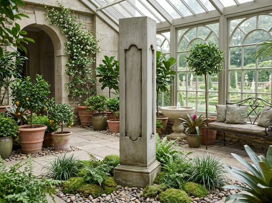 Column Statue Base Head Cover Column Antique Style Garden Statue