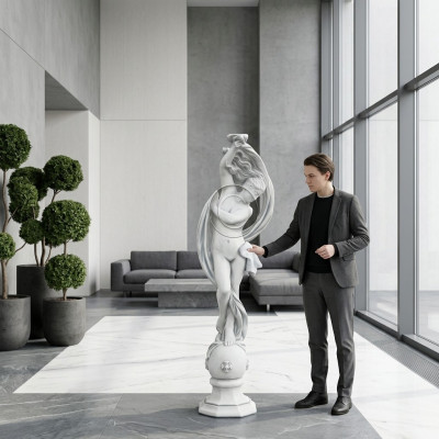 Figure Statue XXL Garden Figure Water Column Sculpture Statues