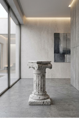 Decorative Column Pillars Stone Antique Style Roman Decor White Stand Pedestal