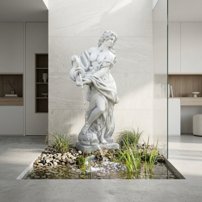 Garden Figure "Lady Fontaine" 140cm Pond Figure Human Stone Cast