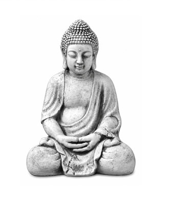 Figure Buddha sculpture in stone look. Large decorative sculpture for garden
