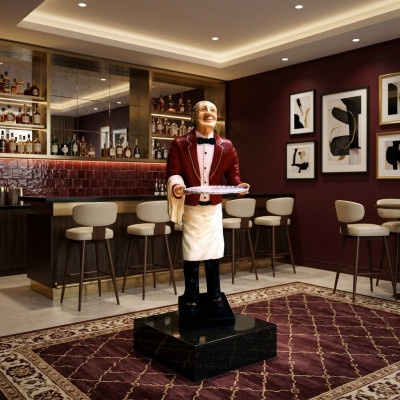 Waiter figure statue sculpture figures sculptures decoration serving stand new