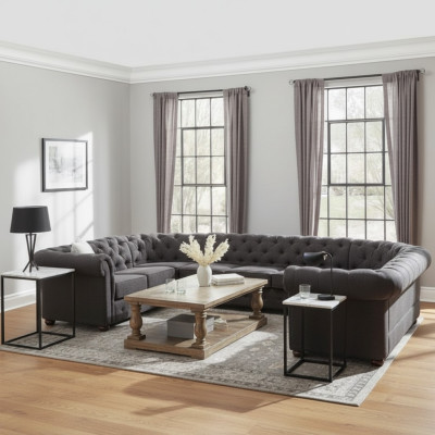 XXL Big Chesterfield Living Landscape Couch Sofa Upholstery Corner Seat U-Shape Sofas New