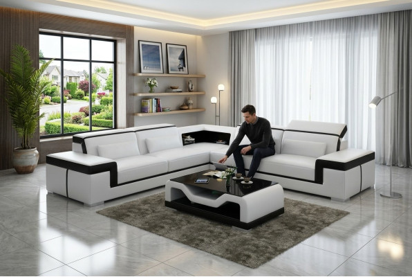 Leather sofa couch living landscape corner sofa corner set design modern sofa G8020B