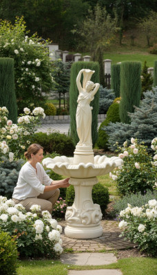 Fountain Garden Pond Well 192cm Stone Fountain Garden Fountain New