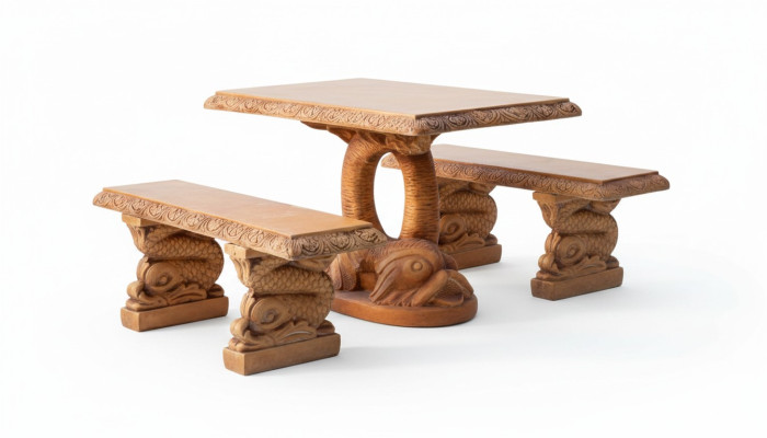Antique garden style furniture rustic stone tables terrace fish-shaped table PROSTY