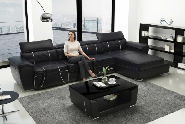 Leather sofa couch upholstery designer sofa leather sofas sofa L-shape sofa G8048C black