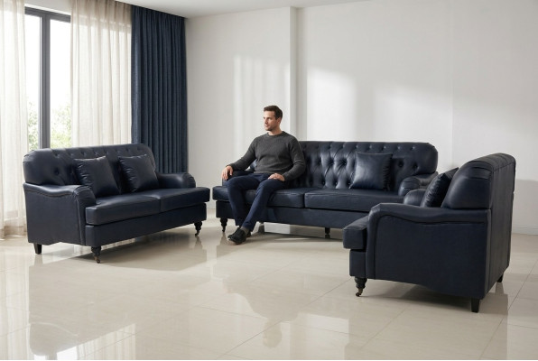 Chesterfield Sofa Leather Sofa Sets Elegant Luxury Living Room Modern Design