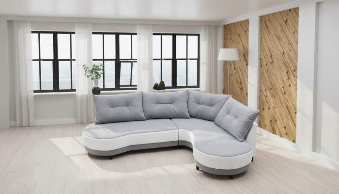 Upholstered sofa, lounge sofa, couch seating group, living room with cushions, L-shaped sofa