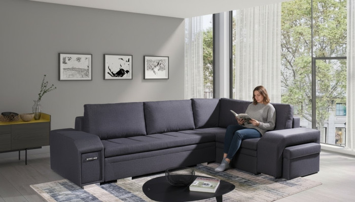 Upholstered sofa lounge sofa couch seating group living room with cushions sofa L-shape sleeping
