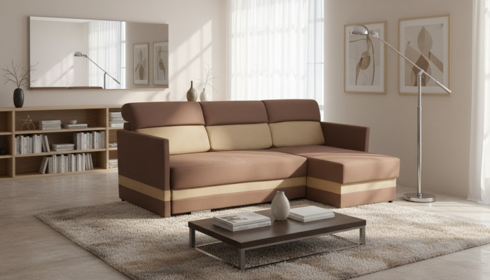 Corner sofa with sleep function, bed function, storage box, bed sofa, living landscape