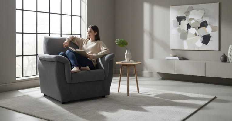 Modern armchair TV sofa 1-seater couch designer textile sofas upholstery
