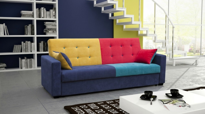 Sofa bed fabric sofa couch textile upholstery set bed function 3 seats new